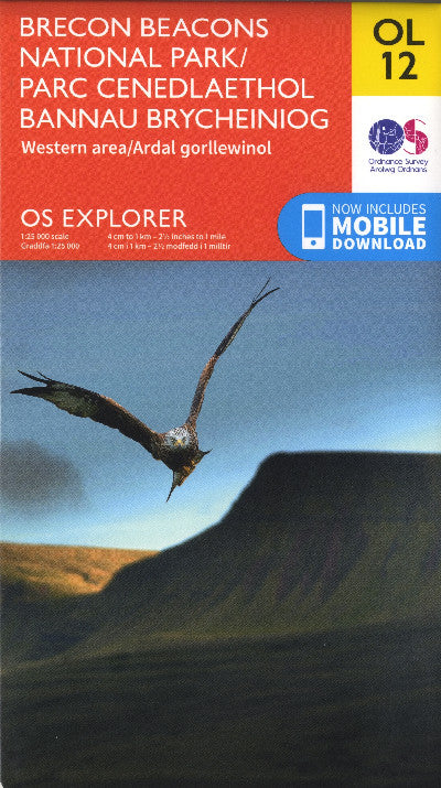 Clawr llyfr / Book cover: O.S. Explorer Ol 12 Brecon Beacons National Park Western Area/Parc Cenedlaethol Bannau Brycheiniog Ardal Orllewinol