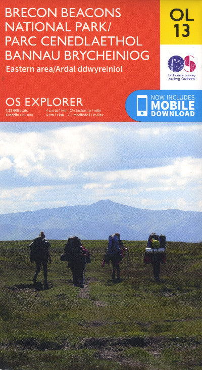 Clawr llyfr / Book cover: O.S. Explorer Ol 13 Brecon Beacons National Park Eastern Area/Parc Cenedlaethol Bannau Brycheiniog Ardal Ddwyreiniol