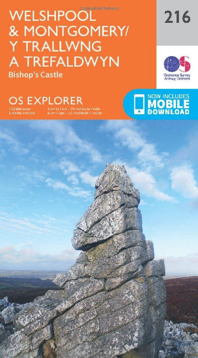 Clawr llyfr / Book cover: O.S. Explorer 216 Welshpool & Montgomery/Y Trallwng a Trefaldwyn