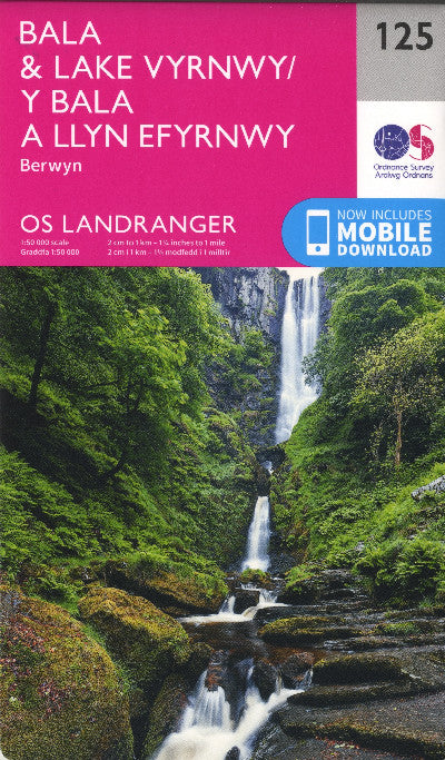 Clawr llyfr / Book cover: O.S. Landranger 125 Bala and Lake Vyrnwy, Berwyn /Y Bala a Llyn Efyrnwy, Berwyn