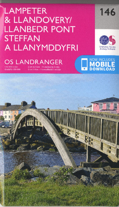 Clawr llyfr / Book cover: O.S. Landranger 146 Lampeter & Llandovery/Llanbedr Pont Steffan a Llan Ymddyfri