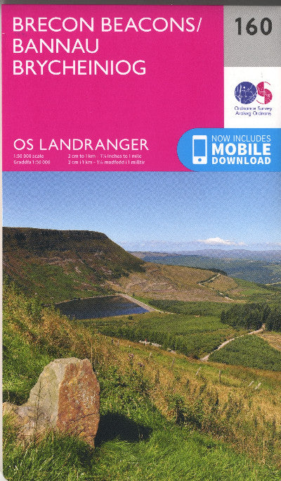 Clawr llyfr / Book cover: O.S. Landranger 160 Brecon Beacons/Bannau Brycheiniog