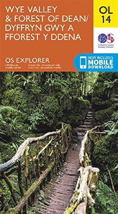 Clawr llyfr / Book cover: O.S. Explorer OL 14 Wye Valley and the Forest of Dean/Dyffryn Gwy a Fforest y Ddena