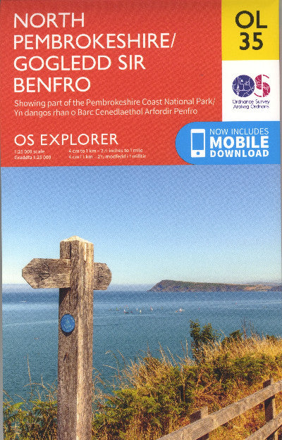 Clawr llyfr / Book cover: OS North Pembrokeshire/Gogledd Sir Benfro OL 35