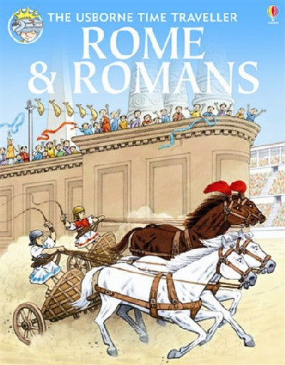 Clawr llyfr / Book cover: Usborne Time Traveller: Rome and Romans