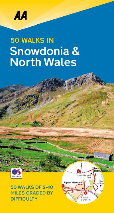 Clawr llyfr / Book cover: 50 Walks in Snowdonia & North Wales