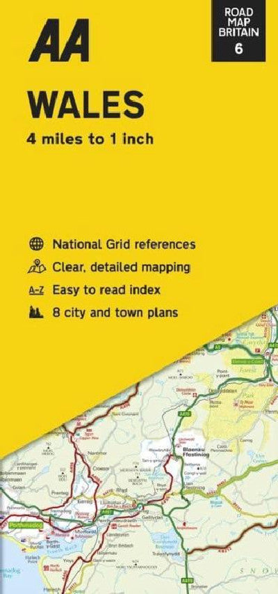 Clawr llyfr / Book cover: AA Road Map Britain: 6. Wales