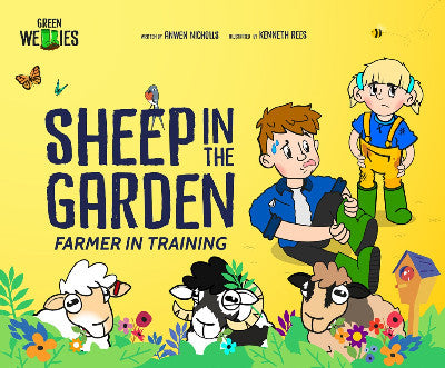 Clawr llyfr / Book cover: Farmer in Training: Sheep in the Garden