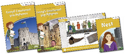 Clawr llyfr / Book cover: Pecyn Teithio'n ôl i'r Oesoedd Canol: Cestyll Canoloesol yng Nghymru — Teithio'n ôL i'r Oesoedd Canol