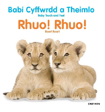 Clawr llyfr / Book cover: Babi Cyffwrdd a Theimlo/Baby Touch and Feel: Rhuo! Rhuo!/Roar! Roar! — Roar! Roar!