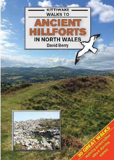 Clawr llyfr / Book cover: Walks to Ancient Hillforts of North Wales