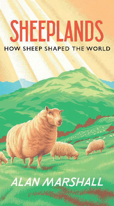 Clawr llyfr / Book cover: Sheeplands — How Sheep Shaped the World