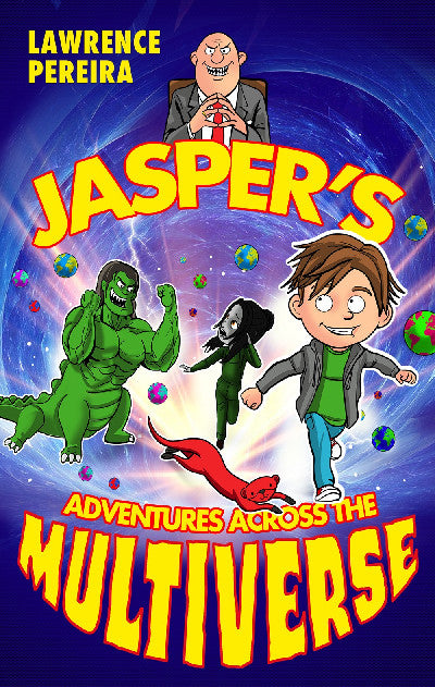 Clawr llyfr / Book cover: Jasper's Adventures Across the Multiverse