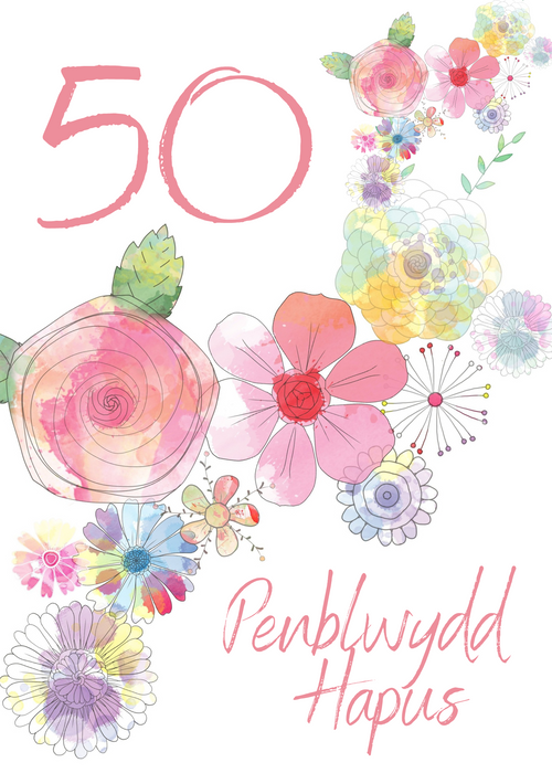 Penblwydd Hapus 50 | Cardiau.Cymru - Siop Y Pentan