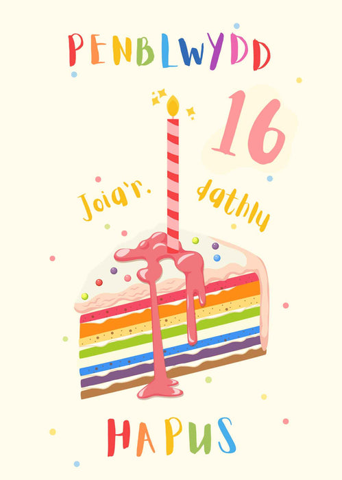 Pen-blwydd Hapus 16 | Cardiau.Cymru - Siop Y Pentan