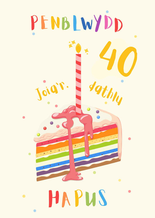 Pen-blwydd Hapus 40 | Cardiau.Cymru - Siop Y Pentan