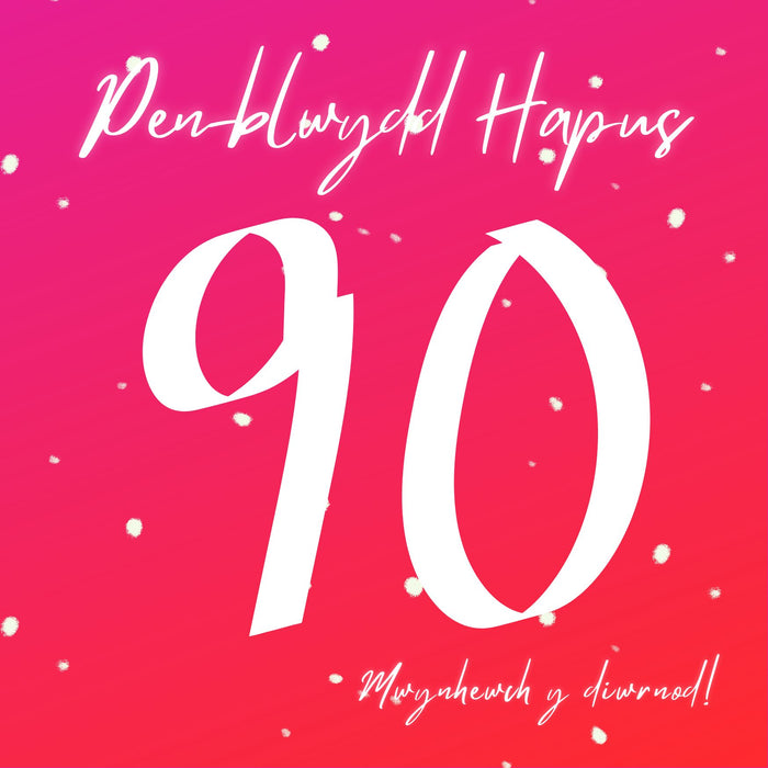 Penblwydd Hapus 90 (Ffoil Aur) | Cardiau.Cymru - Siop Y Pentan