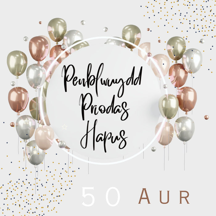 Penblwydd Priodas Aur (Ffoil) | Cardiau.Cymru - Siop Y Pentan