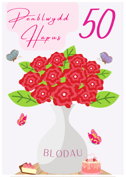 Penblwydd Hapus 50 | Cardiau.Cymru - Siop Y Pentan