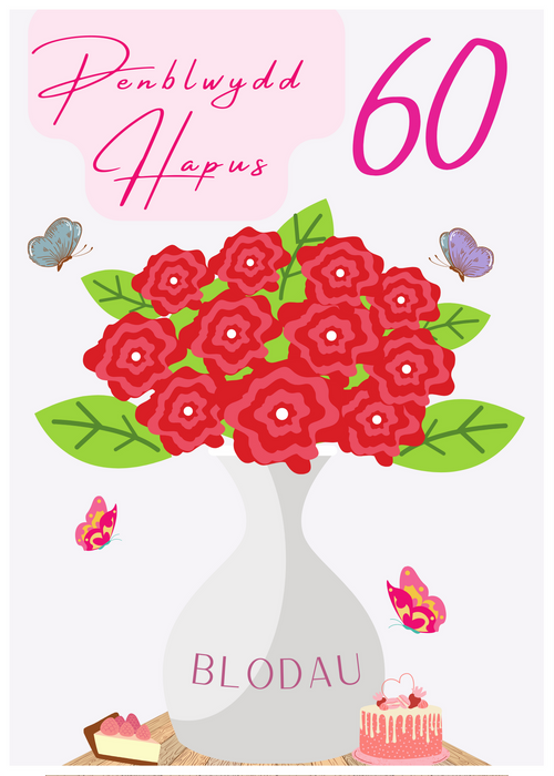 Penblwydd Hapus 60 | Cardiau.Cymru - Siop Y Pentan