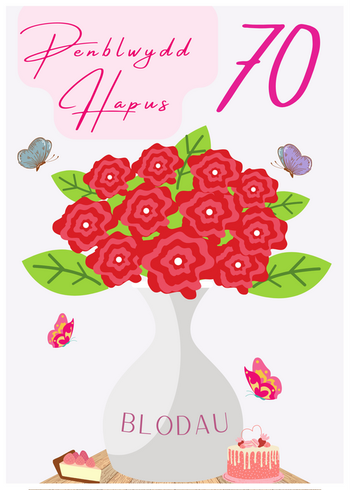 Penblwydd Hapus 70 | Cardiau.Cymru - Siop Y Pentan
