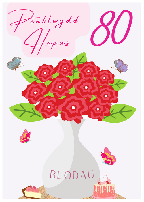 Penblwydd Hapus 80 | Cardiau.Cymru - Siop Y Pentan