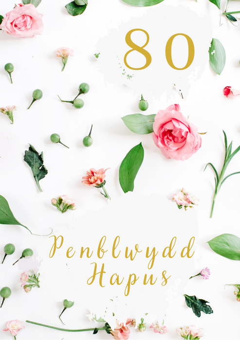 Penblwydd Hapus 80 (A5) | Cardiau.Cymru - Siop Y Pentan