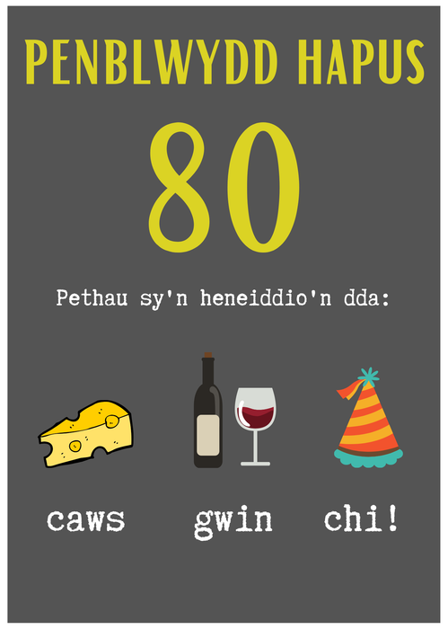 Penblwydd Hapus 80 | Cardiau.Cymru