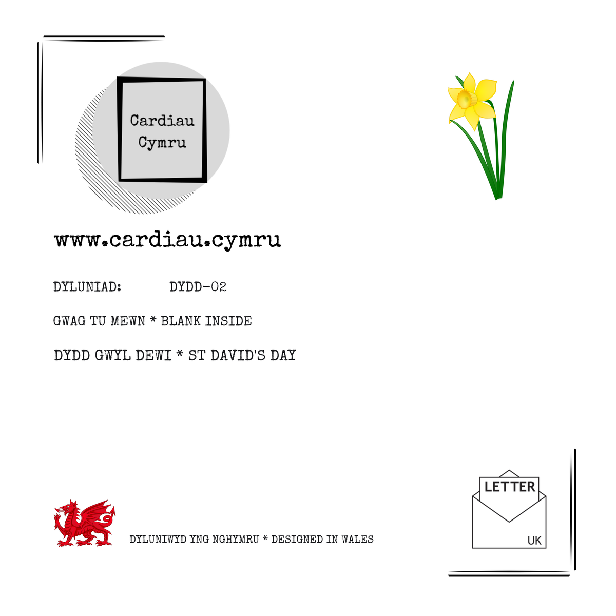 Dydd Gwyl Dewi Hapus | Cardiau.Cymru - Siop Y Pentan