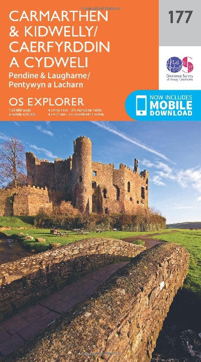 Clawr llyfr / Book cover: O.S. Explorer 177 Carmarthen & Kidwelly/Caerfyrddin a Cydweli