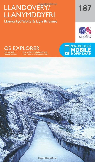 Clawr llyfr / Book cover: O.S. Explorer 187 Llandovery/Llanymddyfri