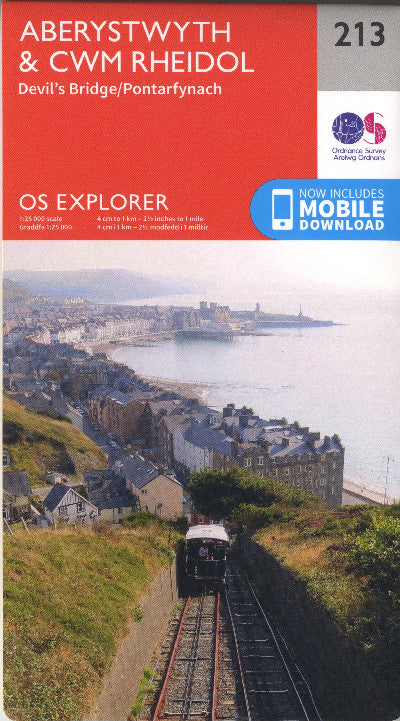 Clawr llyfr / Book cover: O.S. Explorer 213 Aberystwyth & Cwm Rheidol