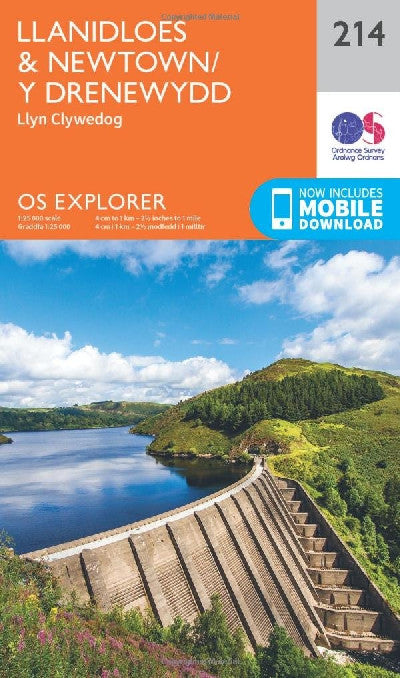 Clawr llyfr / Book cover: O.S. Explorer 214 Llanidloes & Newtown/Y Drenewydd