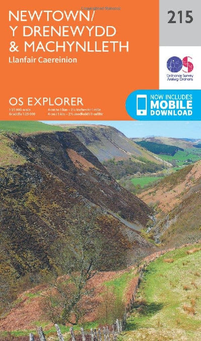Clawr llyfr / Book cover: O.S. Explorer 215 Newtown/Y Drenewydd & Machynlleth