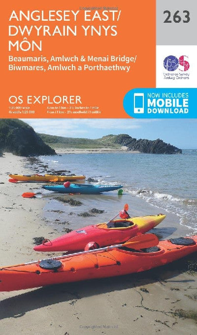 Clawr llyfr / Book cover: O.S. Explorer 263 Anglesey East/Dwyrain Ynys Mon