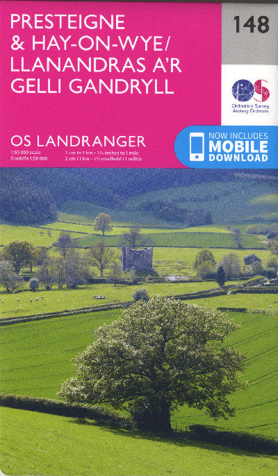 Clawr llyfr / Book cover: O.S. Landranger 148 Presteigne and Hay-On-Wye/Llanandras a'r Gelli Gandryll
