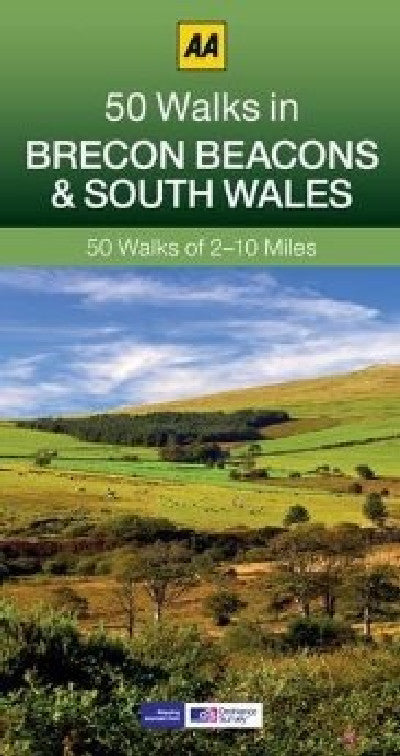 Clawr llyfr / Book cover: 50 Walks in Brecon Beacons and South Wales