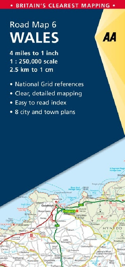 Clawr llyfr / Book cover: AA Road Map 6: Wales