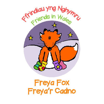 Clawr llyfr / Book cover: Ffrindiau yng Nghymru / Friends in Wales: Freya'r Cadno / Freya Fox