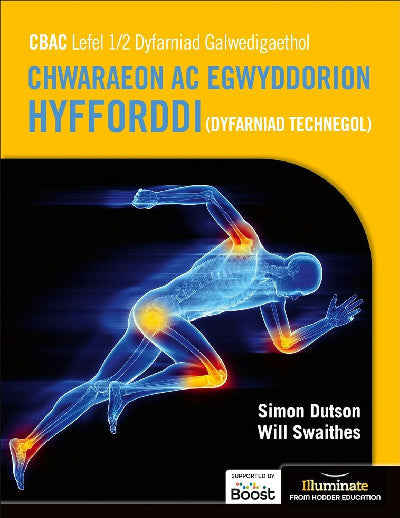 Clawr llyfr / Book cover: CBAC Lefel 1/2 Dyfarniad Galwedigaethol CHWARAEON AC EGWYDDORION HYFFORDDI (DYFARNIAD TECHNEGOL)