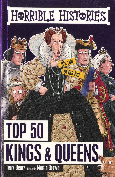 Clawr llyfr / Book cover: Horrible Histories: Top 50 Kings & Queens