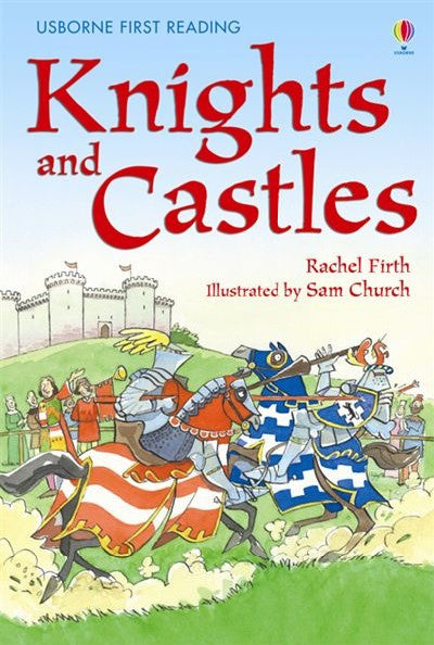 Clawr llyfr / Book cover: Usborne First Reading: Knights and Castles