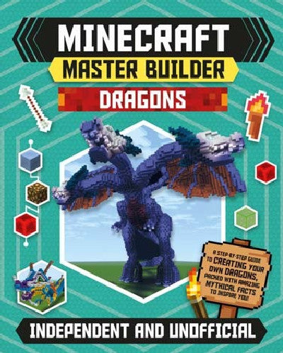 Clawr llyfr / Book cover: Minecraft Master Builder - Dragons