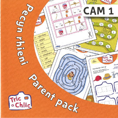 Clawr llyfr sain / Audiobook cover: Tric a Chlic: Pecyn Rhieni Cam 1
