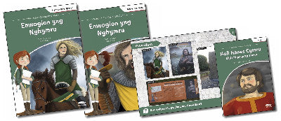 Clawr llyfr / Book cover: Pecyn Teithio'n ôl i'r Oesoedd Canol: Enwogion yng Nghymru — Teithio'n ôL i'r Oesoedd Canol