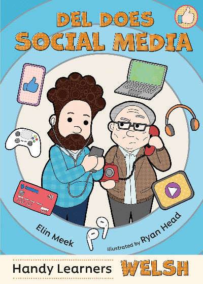 Clawr llyfr / Book cover: Del Does Social Media