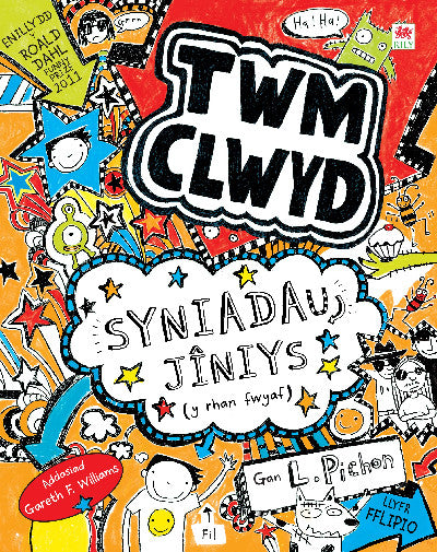 Clawr llyfr / Book cover: Cyfres Twm Clwyd: Syniadau Jîniys (y rhan fwyaf)