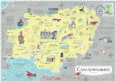 Poster: Wales on the Map: Carmarthenshire Poster (English)