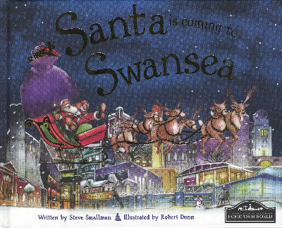 Clawr llyfr / Book cover: Santa is Coming to Swansea