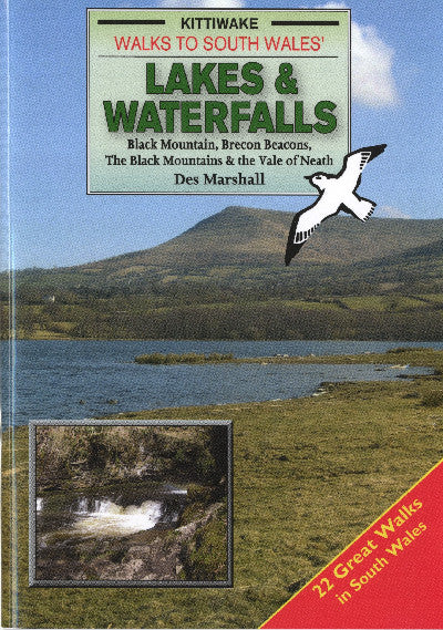 Clawr llyfr / Book cover: Walks to South Wales' Lakes and Waterfalls